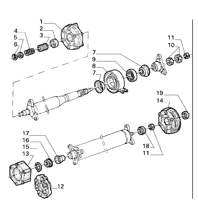 Milano driveshaft exploded view